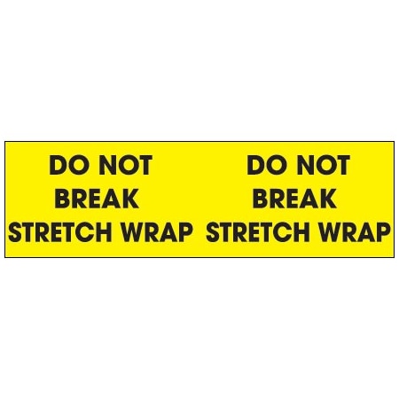 Bsc Preferred 3 x 10'' - ''Do Not Break Stretch Wrap'' Fluorescent Yellow Labels DL1196